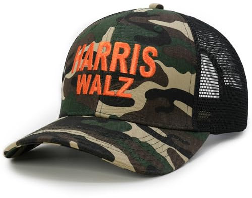 Harris Walz 2024 Bestickte Camala-Hut Harris und Tim Walz Mesh Snapback Cap verstellbar Dad Hat, Harris Walz Mütze mit Netzrücken, Camouflage-Muster, Einheitsgröße