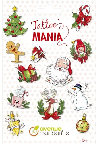 My Mandarine CC071C - TATOO'MANIA - 1 feuille de 12 TATOOS - À partir de 5 ans - NOËL