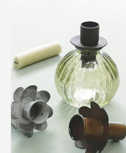 Rust Metal Flower Candle Holder - Brown Flower Topper, Metal Shaped Candlestick Holder for Bottles