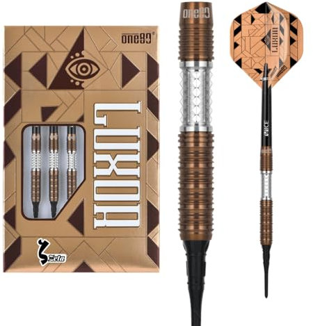 ONE80 Soft Dart Luxor VHD 90% Tungsten Softtip Dart Softdart Dartpfeile Set mit Schäften und Flights Hochwertige Tungsten Softdarts (Barrel 01, 18 Gramm)