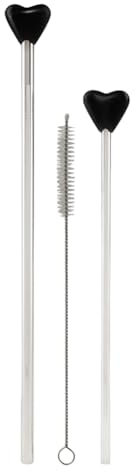 Yurhuit Paille Anti-Rides - Pailles Anti-Rides en Acier Inoxydable, Pailles Réutilisables avec Brosse de Nettoyage - Respectueuses de l'environnement, C