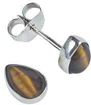 Ohrstecker 925 Silber Tigerauge brauner Stein Edelstein Ohrringe echt Silber Damen Sterling Silber Stecker Geschenk (MOS-101-18)