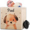 Spardose - Holzspardose süßer Hund mit Name I Taschengeldkasse Hunde Sparbüchse Holz Kinder Geldgeschenk Hundeliebhaber I Dog - 10x10cm - Holz - sparschwein