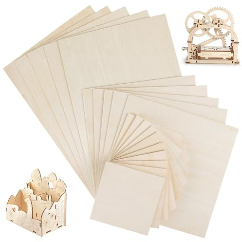 Foshird 20pcs Sperrholzplatte 3mm Lindenholz Bastelholz Holzplatte zum Basteln Multiplex Platte für Deko Laser Schnitzen Gemälde Geschenk
