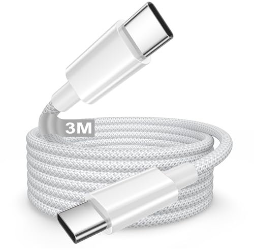 Câble USB C vers USB C 3M, 100W Câble USBC Charge Rapide pour iPhone 16/16 Pro Max/15/15 Pro Max/15 Plus, Macbook, iPad Air, Samsung, Cable Chargeur iPhone 15 16 Cable Chargeur Type C Cordon
