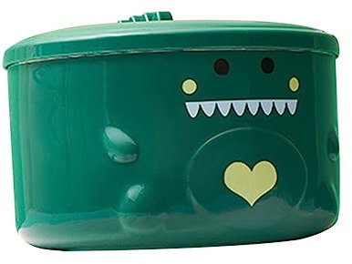 OFFSCH Tazón De Acero Inoxidable 304 Para Fideos Con Tapa Diseño De Dinosaurio Color Verde Capacidad Grande Resistente Para Oficina y Cocina