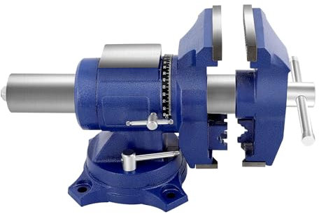 Profi Schraubstock groß 5 125mm Spannweite 360° drehbare Multifunktionaler Tischschraubstock Werkbank Tischklemme aus Sphäroguss für Mechaniker und Ingenieure