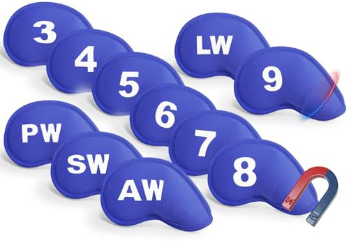 Golf Iron Headcovers Magnetic Printed Embroidered Numbers 11 Pack,Golf Iron Head Covers Club Protector Lightweight (Blue)