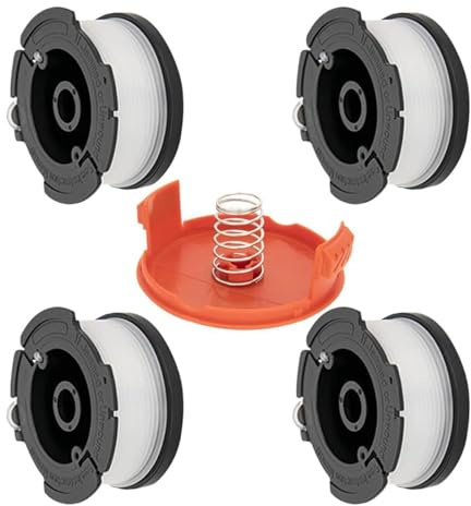 XINTONG Lot de 4 bobines et fil pour débroussailleuse électrique, compatible avec Black Decker, remplace AF-100 ST5530-GB GLC3630L20-GB STC1820PC-GB BESTA530-GB BESTA525-GB (avec 1 capuchon, 1 ressort