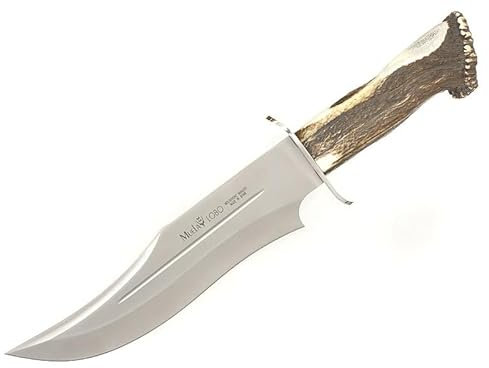 LO TRINCO YO Muela Cuchillo LOBO-23S hoja de acero inoxidable MoVa de 23 cm y empuñadura de asta de ciervo para Caza, Pesca, Supervivencia y Bushcraft