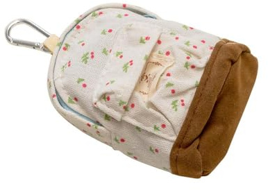 Mini-Rucksack-förmige Münzbörse, niedliche Kosmetiktasche, mit Schlüsselanhänger, Mini-Aufbewahrungstasche, Kartenhalter, beige