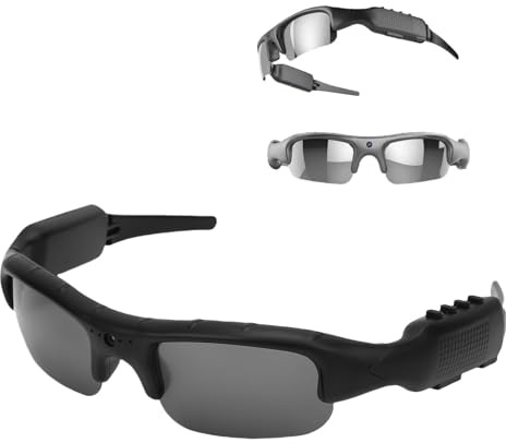 LICAEVEY Kamerabrille, HD 1080P 140° Weitwinkelkamera-Sonnenbrille, Intelligente Videoaufzeichnungs-Sonnenbrille mit WLAN, für Outdoor-Sport, Radfahren, Reisen