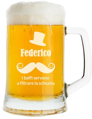 Lasertricks Boccale Birra Personalizzato Inciso nel Vetro – Bicchiere Birra con Nome, Idea Regalo per Uomo, Compleanno e Occasioni Speciali