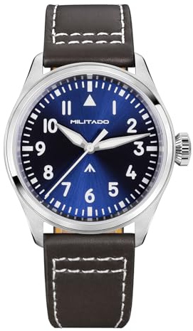 TACTICAL FROG Militado ML21 37 mm Fliegeruhr, VH31 Sweep-Uhrwerk, Saphirglas, BGW9 Leuchtmasse, 100 m wasserdicht, Herren-Freizeituhr, blaues Zifferblatt