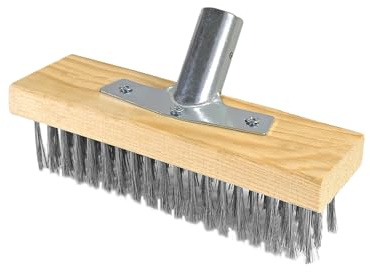 Stainless Steel Wire Floor Brush Head Multipurpose Metallic Wire Deck for Outdoor Deck Garage Pool Grout Stainless Floor