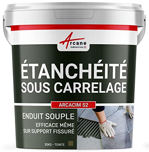 Enduit d'étanchéité, sous carrelage, imperméabilisation, béton, dalle, chape, terrasse, bassin, piscine, fissure, souple : Arcacim s2-20 kg Gris Marron Proche - RAL 7013 - ARCANE INDUSTRIES