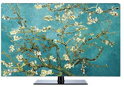 NAKAN Universal TV Dust Cover 22-80 Inch Polyester Fabric Smooth Screen Protector for LCD LED Plasma Television Art Printing Decor for Flat Curved TV(Color:TREE,Size:55in)