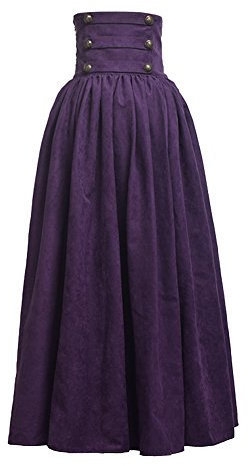 BLESSUME Vittoriano Steampunk Gonna Donna Gothic Lunga Skirt (Viola, 2XL)