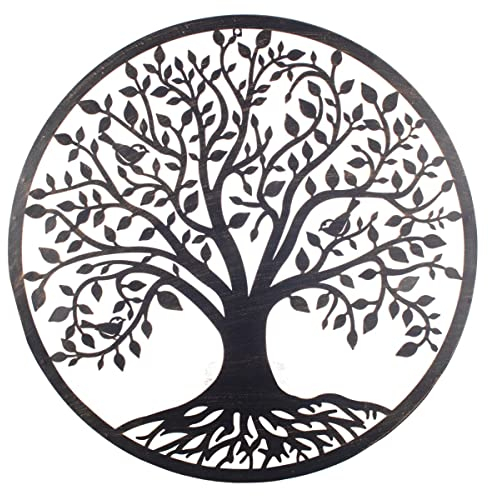G&S Déco murale Métal : Arbre de vie Noir Ambré, Coll Renaissance. D 82 cm