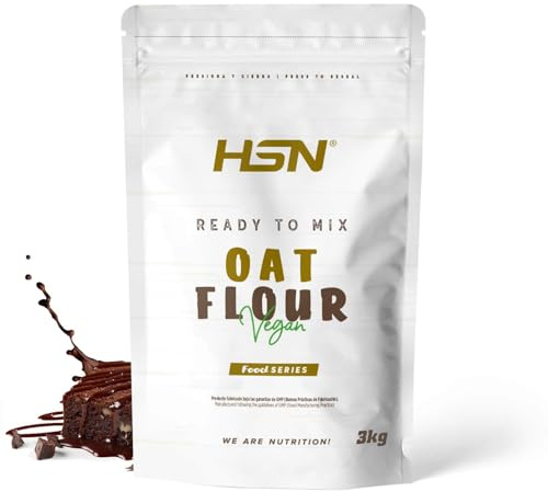 HSN Harina de Avena de Sabores Instantánea en Polvo | Brownie 3Kg = 60 Tomas por Envase | Sin Azúcares Añadidos | Ideal Tortitas de Avena, Batidos de Proteínas | No-GMO, Vegano