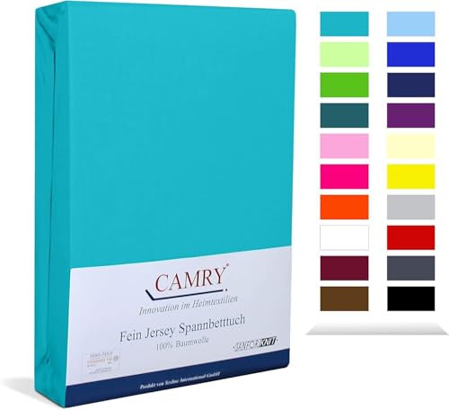 Camry Spannbettlaken 2er-Set 90x200cm - 100x200cm Türkis Baumwolle Bettlaken Jersey Spannbetttuch Oeko-Tex 100