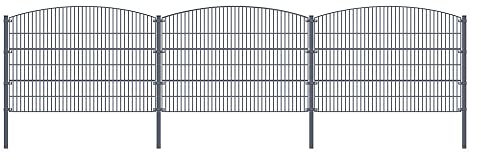 HOME DELUXE - Doppelstabmattenzaun MORATA Anthrazit, Dekor Berg - Länge: 20m Höhe: 240cm Komplett Set - feuerverzinkter Stahl - langlebige Pulverbeschichtung I Gartenzaun, Zaun