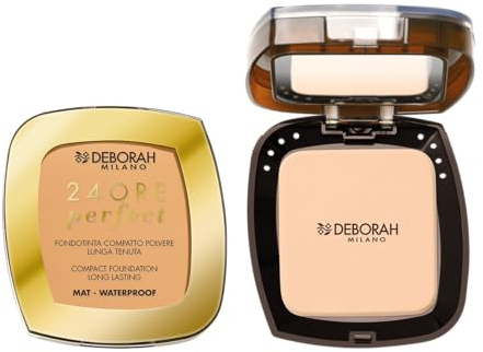 Deborah Milano - Fondotinta Compatto 24ore Perfect, SPF 20, 03 True Beige, Finish Mat, No Transfer e Lunga Tenuta, Dona una Pelle Naturale e Uniforme