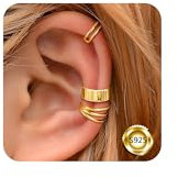 ORAZIO 3 Stück Ohrringe, Manschette, verstellbar, aus 925er Sterlingsilber, Ohrringe, Manschette, 14 K, nicht Piercing, Falscher Helix, Knorpel, Ohrringe, Manschette, Conch, Sterling Silber