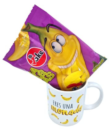Tazas graciosas con frase Tazas originales para regalar Regalos originales para hombre y mujer Caja regalo cumpleaños Amigo invisible (Platanos)
