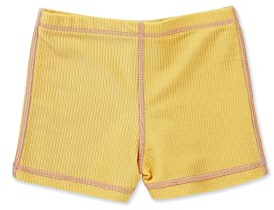 Grass & Air Kids Ribbed Ochre Shortie Swimming Shorts, Unisex Kids Swim Shorts, Baby, Toddler, Childrens Swimwear, Recycled Yellow Shortie Swimming Trunks