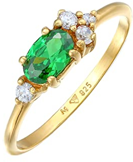 Elli Ring Damen Verlobungsring Extravagant Grün mit Zirkonia Kristalle in 925 Sterling Silber
