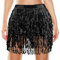 Quasten Pailettenrock Mädchen Schwarz Pailletten Steampunk Rock Quastenrock Bauchtanz Hüftschal Quaste Pailletten Rock Quastenkarnevalsrock Röcke Rave Outfit Bauchtanz Kostüm Damen Belly Dancer