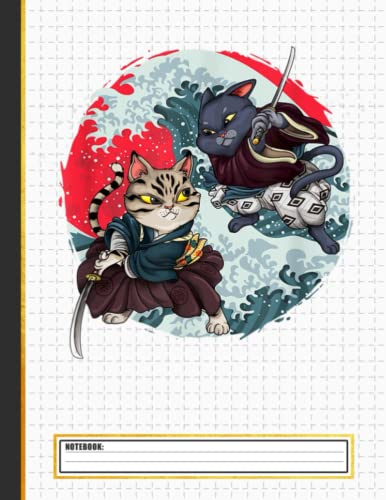 Cat Ninja Sinobi Samurai Swords Katana Notebook: Notebook for Boys and Girls, Composition Size 8.5x11 With Lined and Blank Pages, Perfect for Note-taking, ... (Samurai Journals)