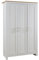 Home Source Bedroom Furniture, 3 Door Wardrobe, 5 Storage Shelves, Oak Effect Top, White