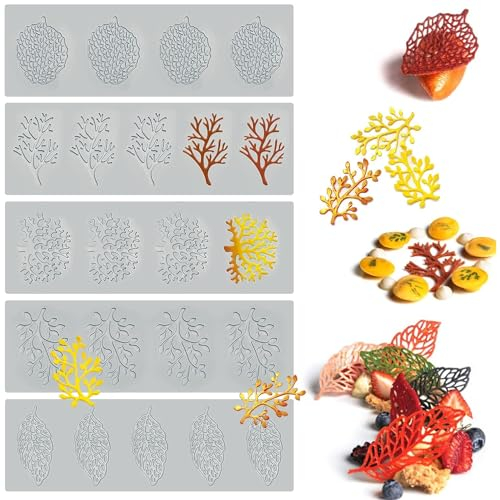 Tohrugue Moule En Dentelle En Silicone,Moule En Dentelle Fondante,Moule Gâteau Gaufrage Tapis de Dentelle Silicone Moule à Gâteau pour Décorer Gâteau Sugarcraft Mariage (Gris,5 Pcs)