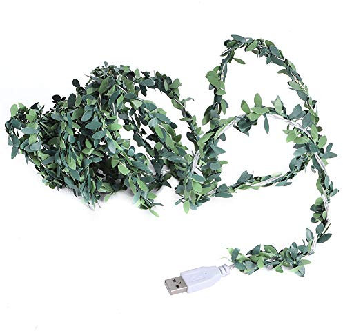 BEIJIALY 2 Pack 30 LED 3m/9.8ft Green Ivy Leaves Fairy String Lights, USB Charging Rattan Fairy String Light, Artifical Leaves Vine String Light for Christmas Indoor Party Decoration(Green)
