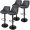 ML-Design Lot de 4 Tabourets de Bar en Velours, Gris, Chaise Rembourrée avec Dossier et Repose-Pieds, Réglable en Hauteur 62-82 cm, Pivotante à 360°, Tabouret de Comptoir, Cuisine, Bar de Maison