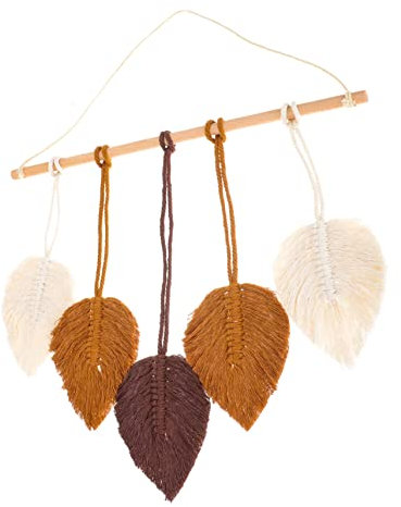 DECHOUS Tapiz Tejido a Mano Decoraciones Para Salas De Casa Hoja De Macramé Decoración De La Pared De Macramé Decoración Mural Tapiz De Macramé De Hojas Artesanía Hilo De Algodón Bohemia
