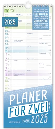 Häfft® Planer für Zwei 2025 Paarkalender mit 3 Spalten - Wandkalender für 12 Monate: Jan - Dez 2025, Paarplaner Wandplaner - nachhaltig & klimafreundlich