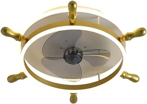 Moderne Deckenventilatoren mit Beleuchtung, flacher, geschlossener Deckenventilator, unsichtbarer, stummer Deckenventilator mit Beleuchtung, dimmbarer Deckenventilator mit 3 Farbtemperaturen für Küc