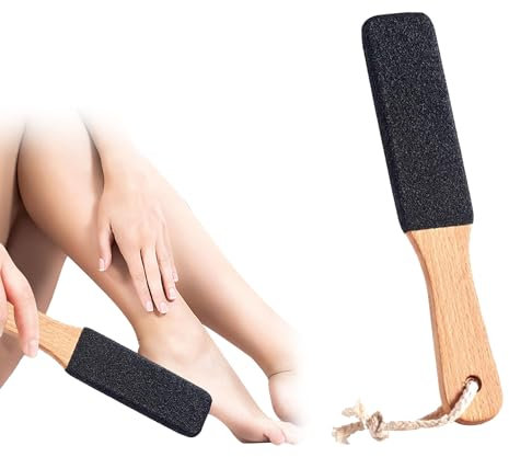 Foot Files for Hard Skin 2PCS Pumice Stone - Effective Foot Scraper for Smooth and Soft Feet - Natural Exfoliation - Durable Beech Wood Handle - Ideal for Removing Calluses and Dead Skin - Foot Care E