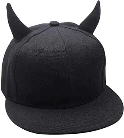 Baseball Cap Horns Baseball Cap 1pc Horn Baseball Cap Baseball Cap Männer Frauen Baseball Cap Hörner Hip-Hop Hut Baumwolle Punk Snapback Cap mit Hörnern für Jungen und Mädchen Schwarz