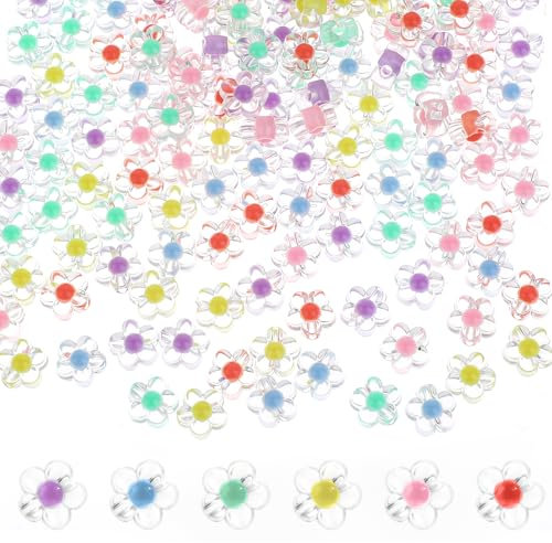 Giantree 200 Stück Acryl Flower Beads, 2mm kleine Zwischenperlen Spacer Perlen Bunte Blumen Perlen Zum Auffädeln Perlen für armbänder Schmuckperlen Handwerk