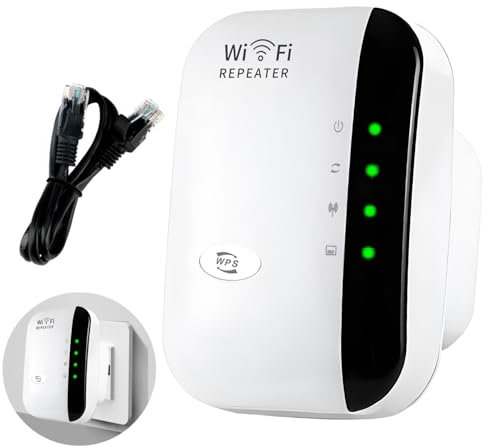 Verazquy WiFi Extender, WiFi Signal Booster Wireless Internet Range Extender Long Range Amplifier, Up to 3000sq.ft with Integrated Antennas Ethernet Port Compatible Home 1-Key Setup