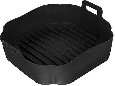 PRETYZOOM Silicone Air Fryer Pads Round Baking Pan Square Baking Pan Air Fryer Basket Liner Reusable Air Fryer Baskets Air Fryer Liner Mat Roasting Pan Liners for Air Fryer Black