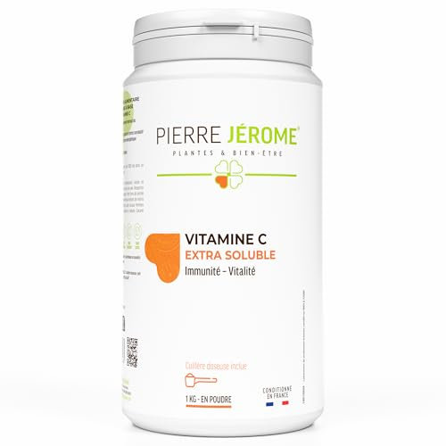 Vitamine C en Poudre Extra Soluble Pierre Jérôme - Acide L-Ascorbique Pur et Naturel - Complément Alimentaire Immunité, Energie, Stress - 1000 G - 1000 Jours