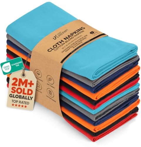Utopia Kitchen Serviettes de Table en Tissu [Lot de 12, Multicolore] 46x46 cm en Coton Mélangé Lavable et Réutilisable pour l'hôtel, Le Restaurant, Les Mariages, Les Evénements et Les Fêtes