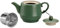 NCQIXIAO Teiera in ceramica in stile rurale con infusore in acciaio inox, 473 ml, teiera in porcellana con fiori e foglie sciolte (verde)