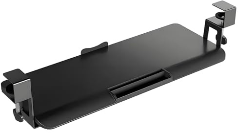 Ergonomic Under-Desk Keyboard Tray with C-Clamp, No Drilling Required, Slide-Out Computer Drawer with Card Slot, Adjustable Keyboard Stand for Workspace nization