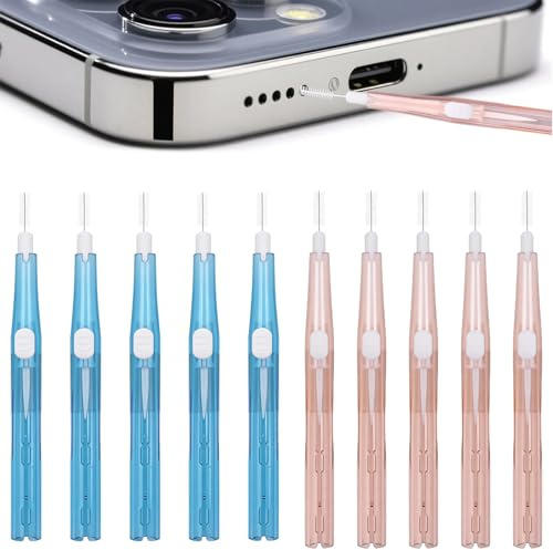 OVBOVA Handy-Reinigungsset, Dual-End-Reinigungsbürste für USB-Typ-C, Ohrhörer, Lautsprecher, Tastatur, Lüftungsschlitze, Blau und Orange, 10-teilig